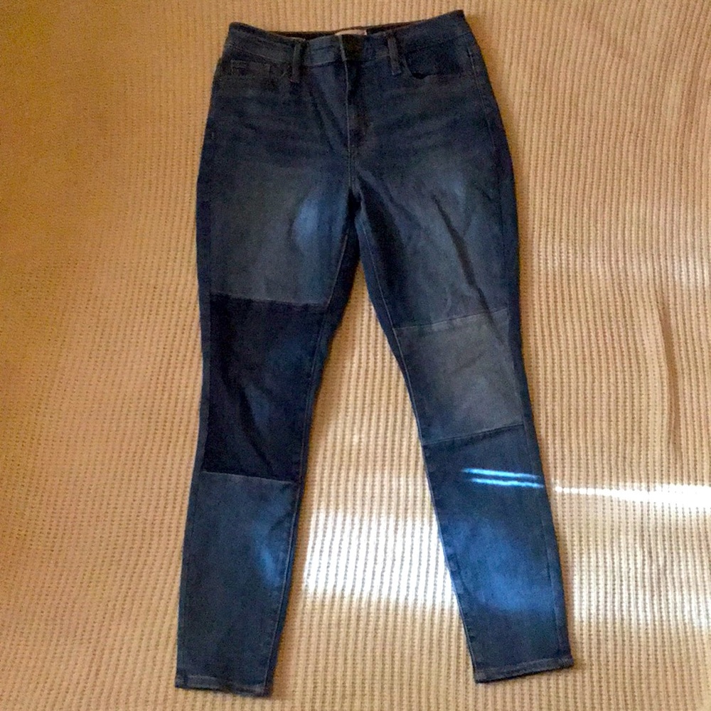 High rise skinny jeans with patches